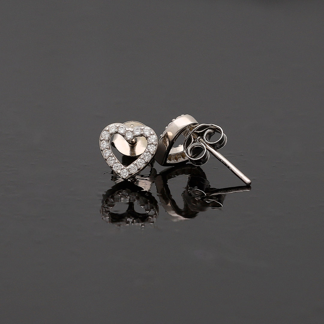 Sterling Silver 925 Halo Heart Earrings - FKJERNSL10812