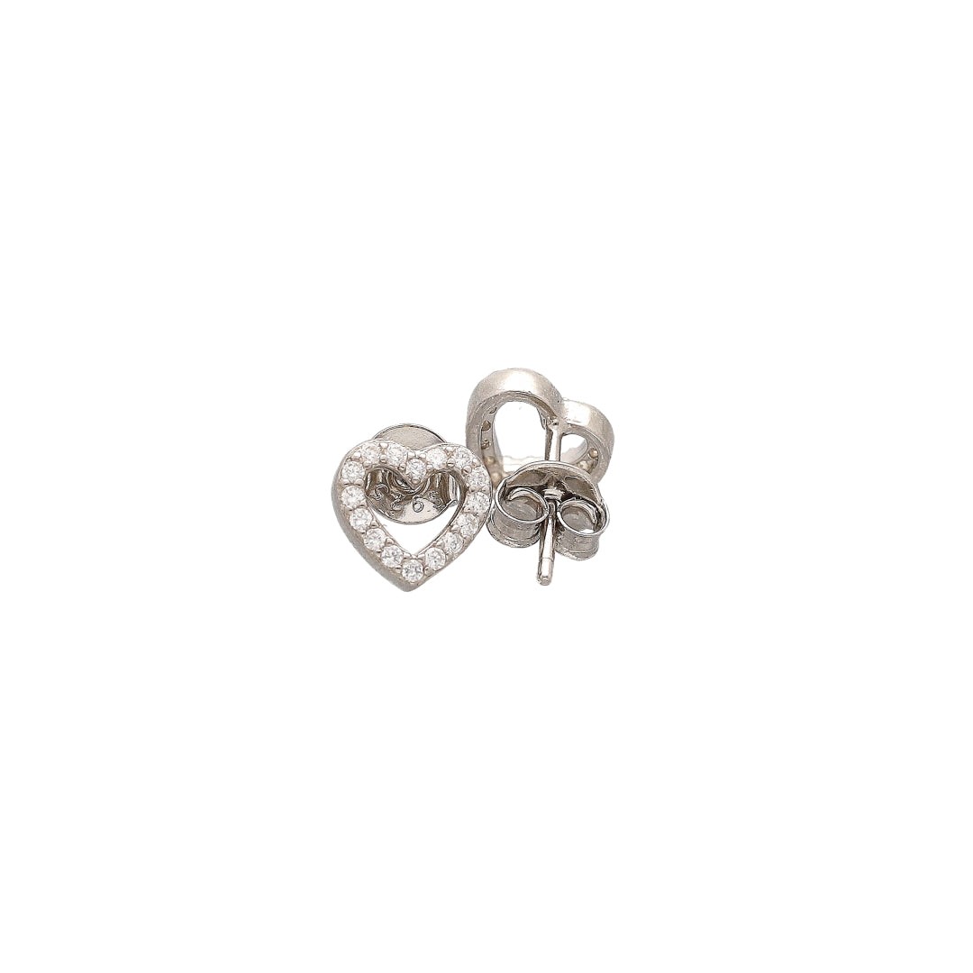 Sterling Silver 925 Halo Heart Earrings - FKJERNSL10812