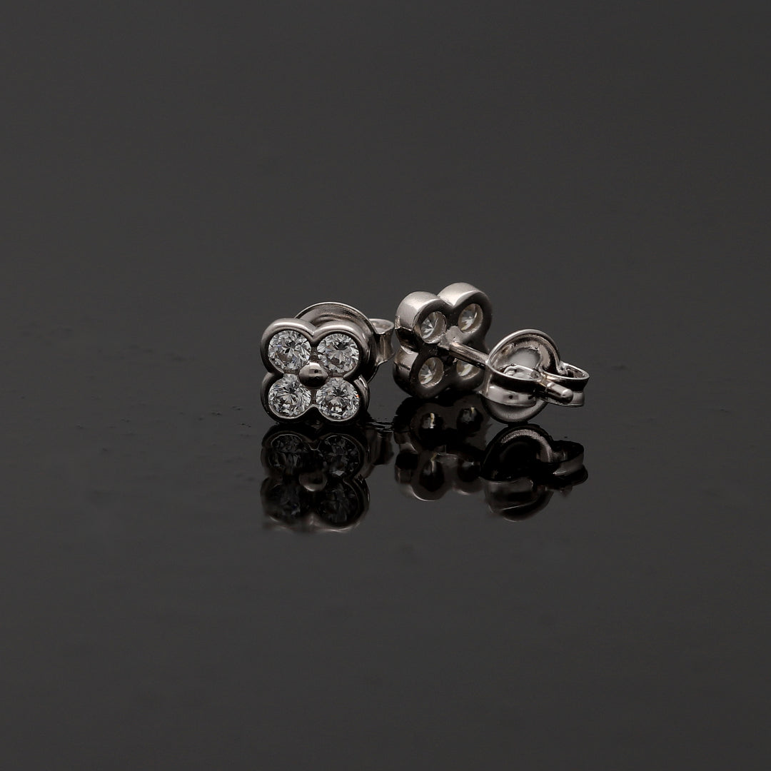 Sterling Silver 925 Mini Flower Earrings - FKJERNSL10813