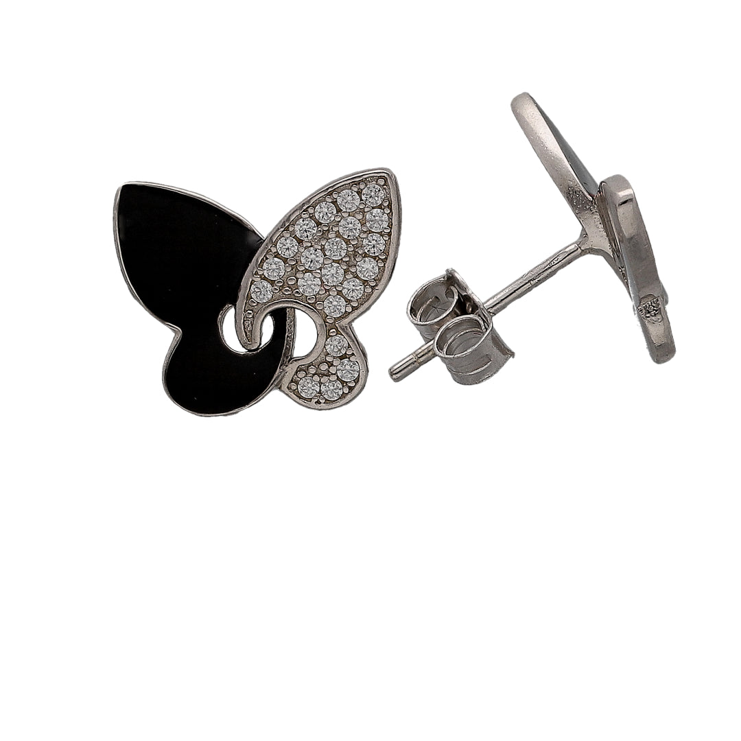 Sterling Silver 925 Ebon Wing Earrings - FKJERNSL10828