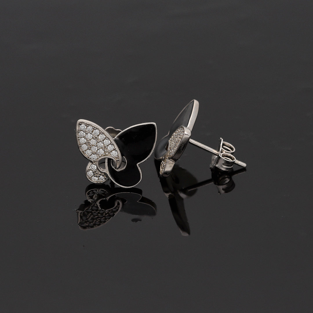 Sterling Silver 925 Ebon Wing Earrings - FKJERNSL10828