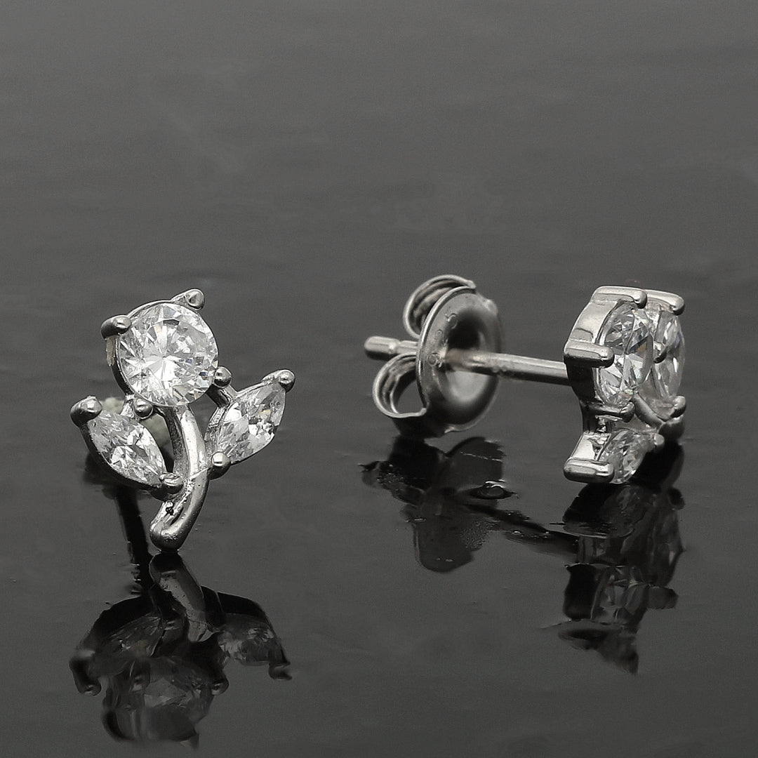 Sterling Silver 925 Flora Spark Earrings - FKJERNSL10835