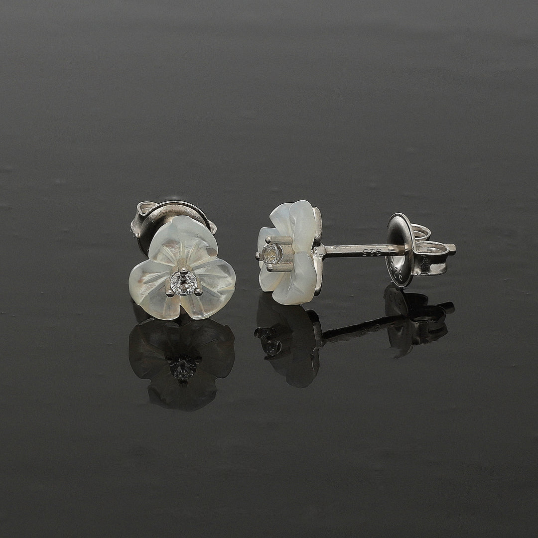 Sterling Silver 925 Shell Petal Earrings - FKJERNSL10839
