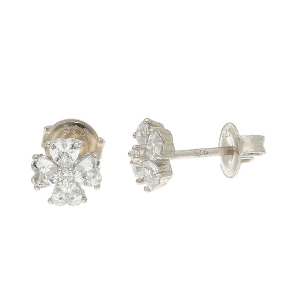 Sterling Silver 925 Crystal Flower Earrings - FKJERNSL10840