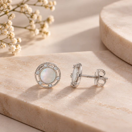 Sterling Silver 925 Pearl Glow Earrings - FKJERNSL10841