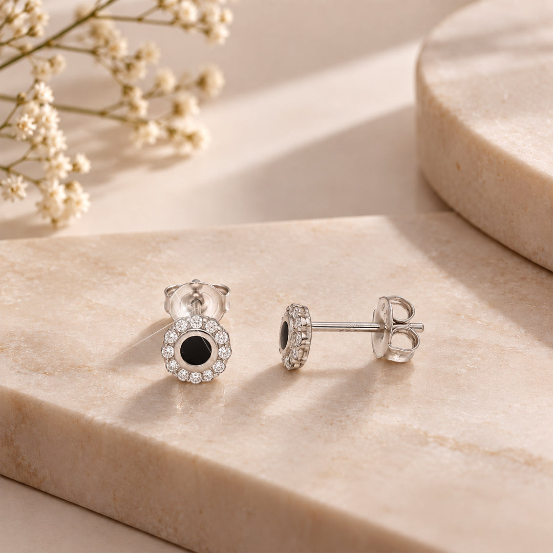 Sterling Silver 925 Onyx Glow Earrings - FKJERNSL10843