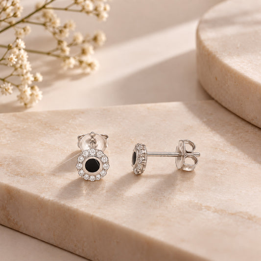 Sterling Silver 925 Onyx Glow Earrings - FKJERNSL10843