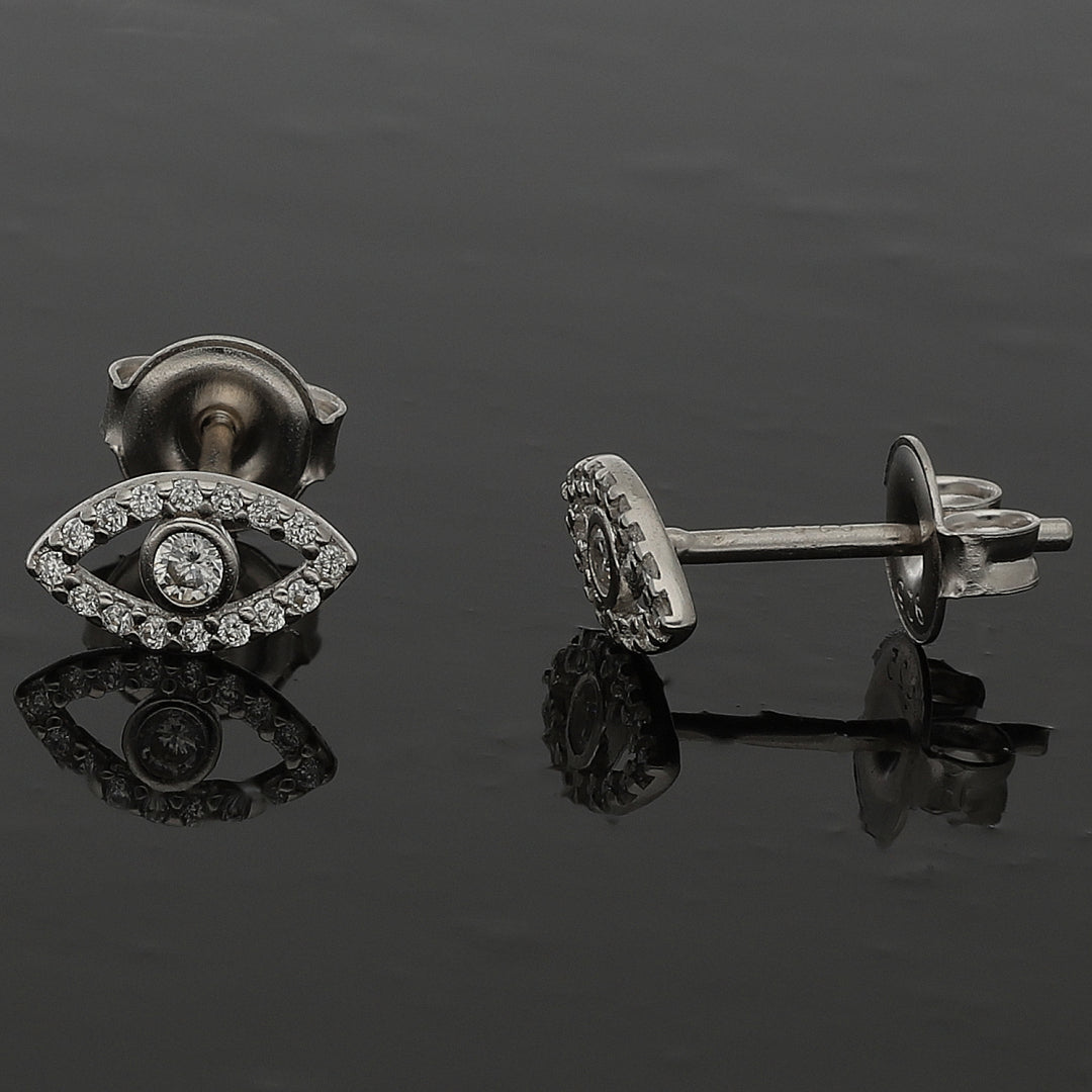 Sterling Silver 925 Halo Eye Earrings - FKJERNSL10844