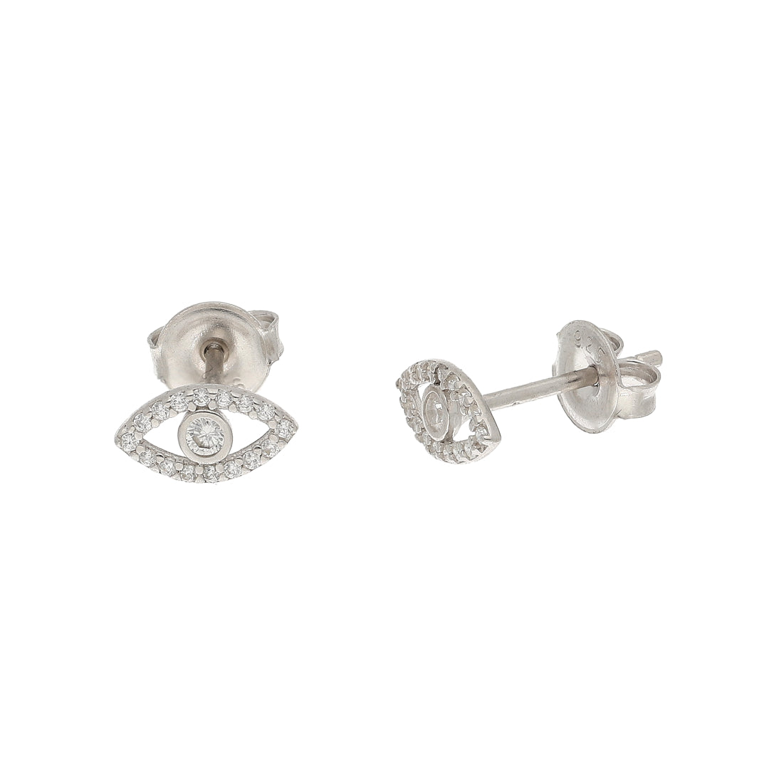 Sterling Silver 925 Halo Eye Earrings - FKJERNSL10844