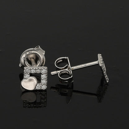 Sterling Silver 925 Love Square Earrings - FKJERNSL10845