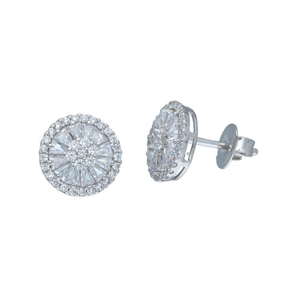 Sterling Silver 925 Cluster Stud Earrings - FKJERNSL11085