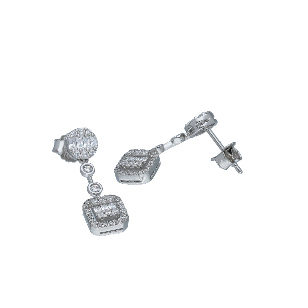 Sterling Silver 925 Crystal Drop Earrings - FKJERNSL11102