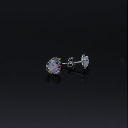 Sterling Silver 925 Opal Stud Earrings - FKJERNSL11103