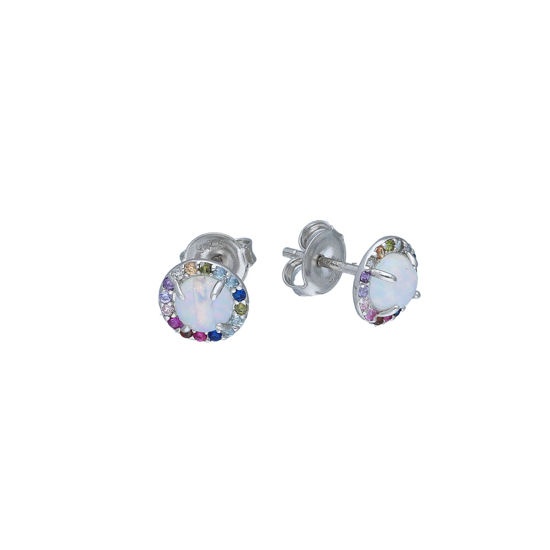 Sterling Silver 925 Opal Stud Earrings - FKJERNSL11103