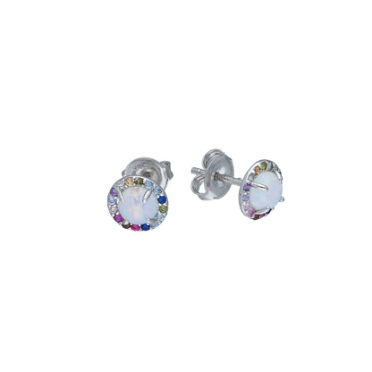 Sterling Silver 925 Opal Stud Earrings - FKJERNSL11103