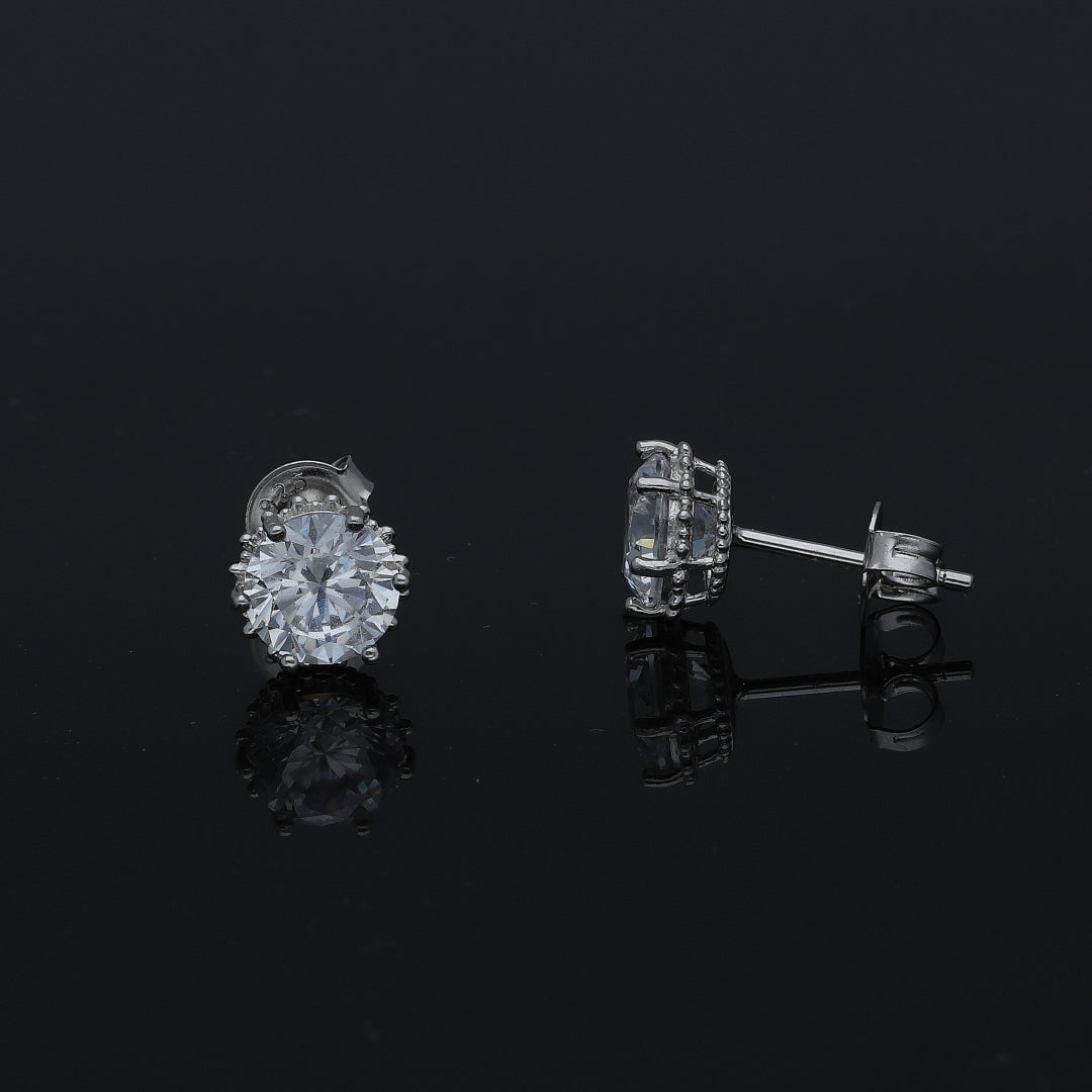 Sterling Silver 925 Round Cut Earrings - FKJERNSL11104