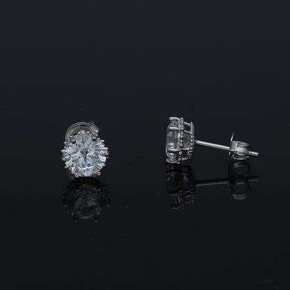 Sterling Silver 925 Round Cut Earrings - FKJERNSL11104