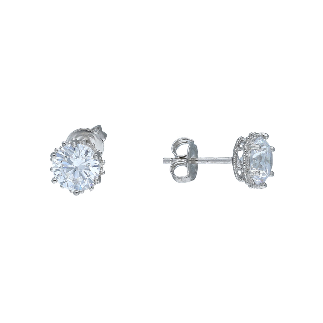 Sterling Silver 925 Round Cut Earrings - FKJERNSL11104