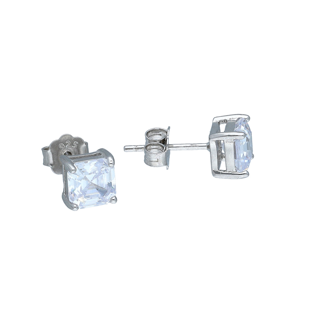 Sterling Silver 925 Emerald Cut Earrings - FKJERNSL11107