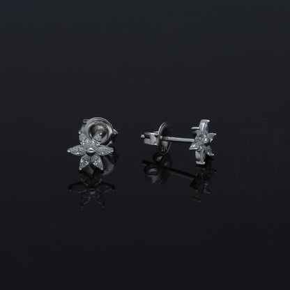 Sterling Silver 925 Floral Crystal Earrings - FKJERNSL11109