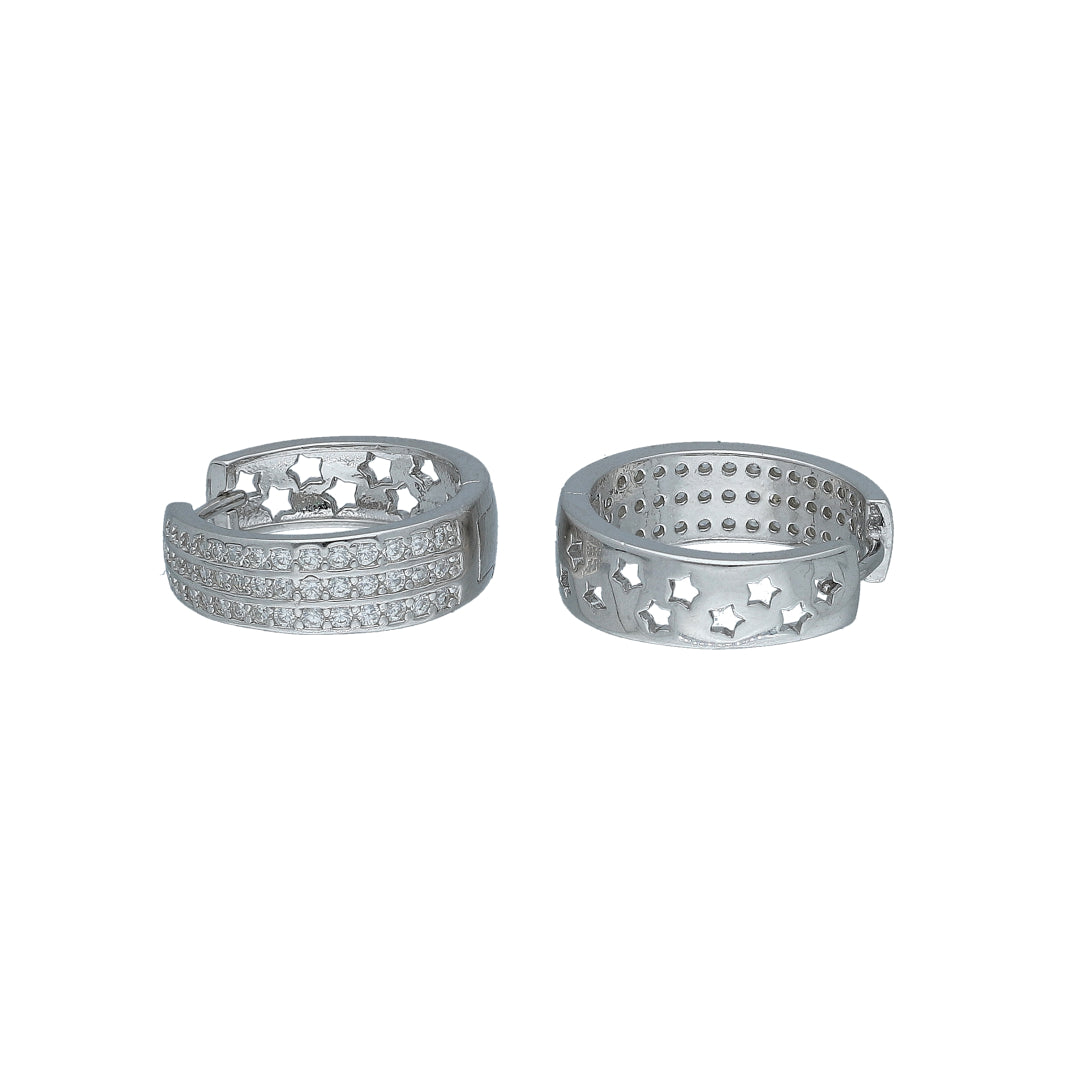 Sterling Silver 925 Everyday Hoops Earrings - FKJERNSL11116