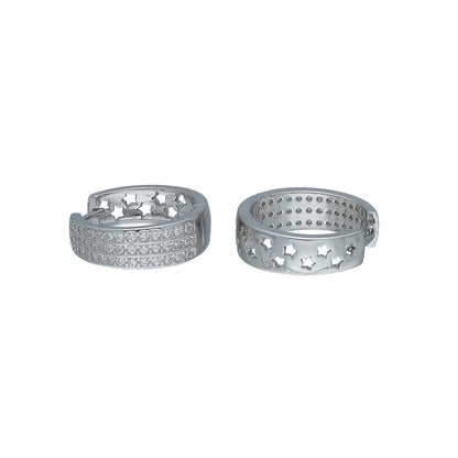 Sterling Silver 925 Everyday Hoops Earrings - FKJERNSL11116