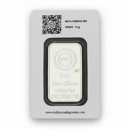 BTC 1 Ounce Silver Bar in 999 Silver – FKJGBRSL6816