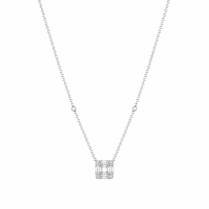 Round Brilliant Cut Diamond Necklace in 18KT White Gold - FKJNKL18KMD12122