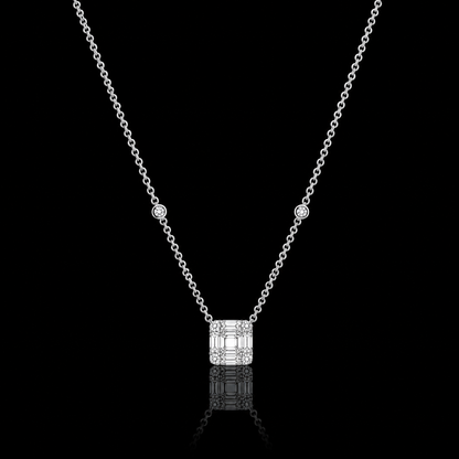 Round Brilliant Cut Diamond Necklace in 18KT White Gold - FKJNKL18KMD12122