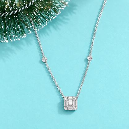 Round Brilliant Cut Diamond Necklace in 18KT White Gold - FKJNKL18KMD12122