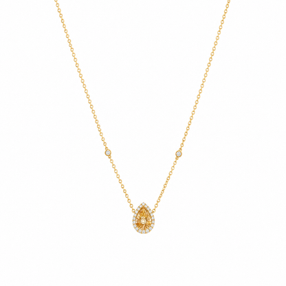 Round Brilliant Cut Tear-Drop Shaped Necklace in 18KT - FKJNKL18KMD12123