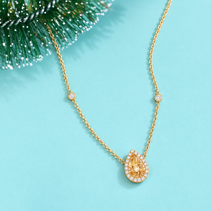 Round Brilliant Cut Tear-Drop Shaped Necklace in 18KT - FKJNKL18KMD12123