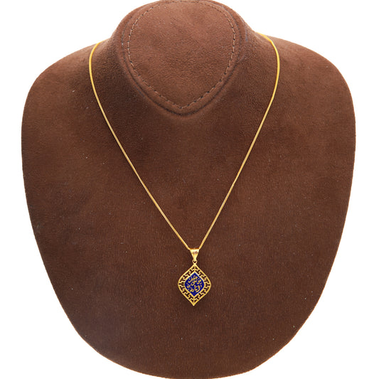 Gold Necklace (Chain with Blue Shaped Pendant) 21KT - FKJNKL21KM10208