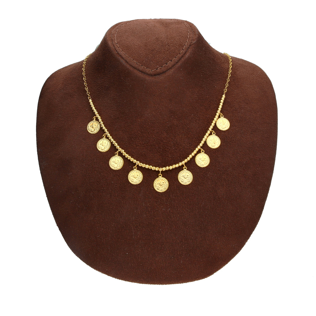 Gold Dangling Lira Coin Necklace 21KT - FKJNKL21KM10330