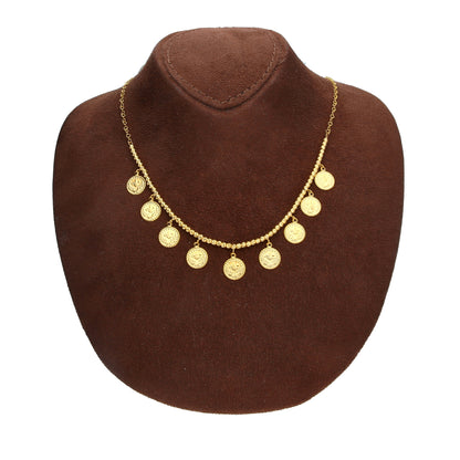 Gold Dangling Lira Coin Necklace 21KT - FKJNKL21KM10330