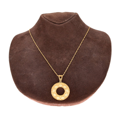 Gold Hollow Round Pendant With Chain 21KT - FKJNKL21KM10893
