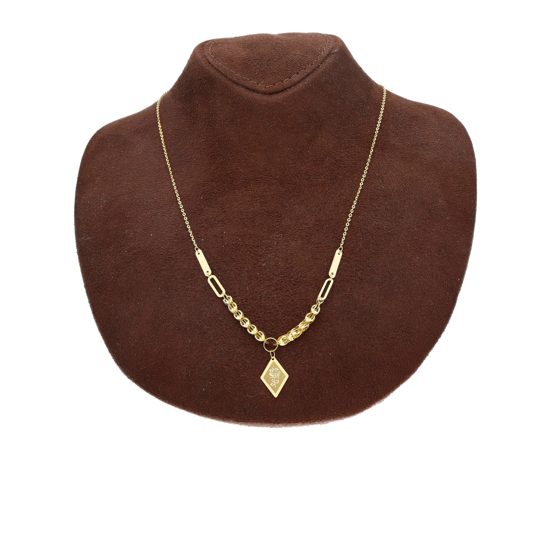 Gold Classic Rose Charm Drop Necklace 21KT - FKJNKL21KM10901