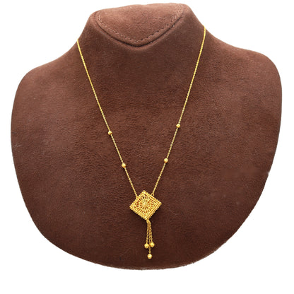 Gold Square Tassel Necklace 21KT - FKJNKL21KM10902
