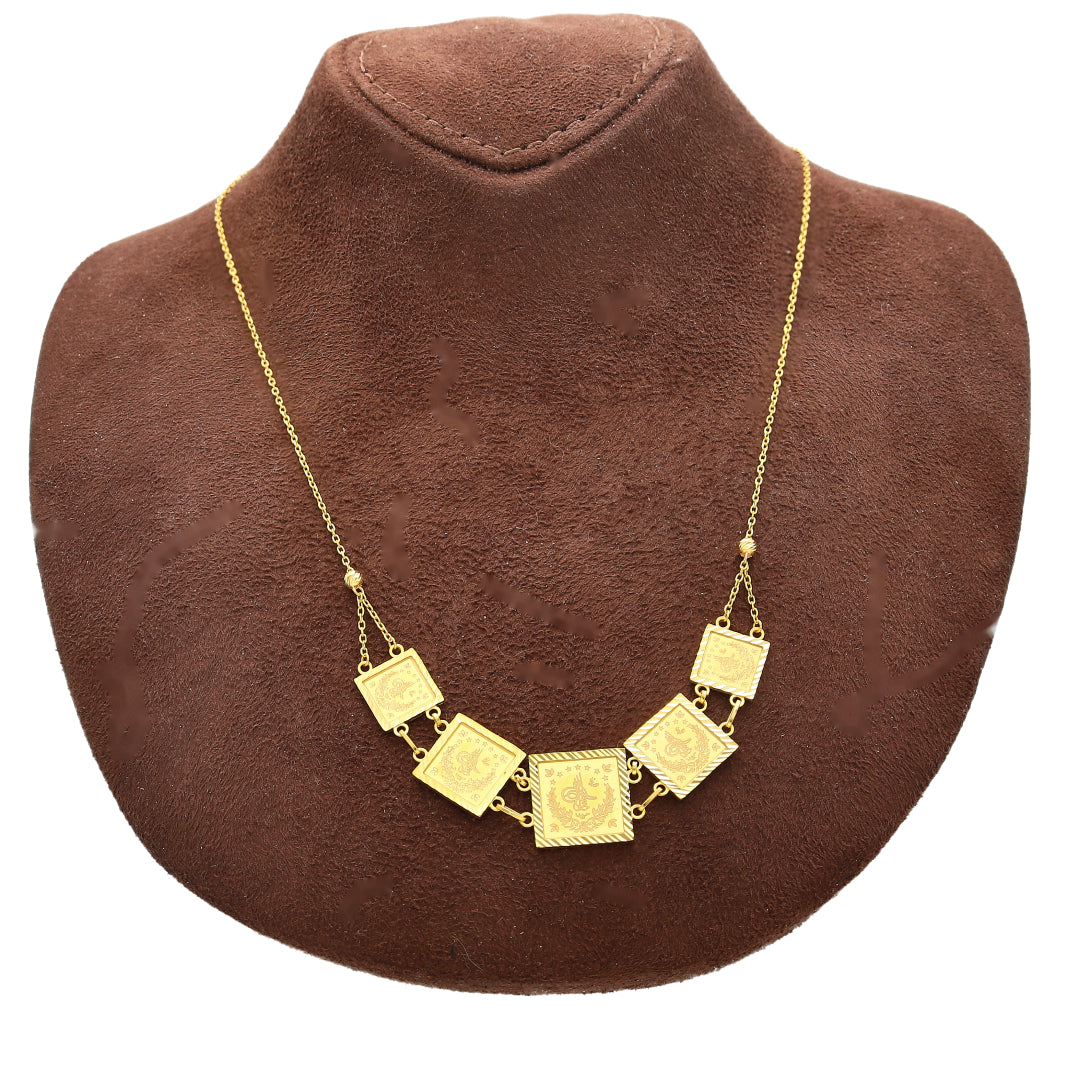 Gold Square Turkish Lira Square Necklace 21KT - FKJNKL21KM10903