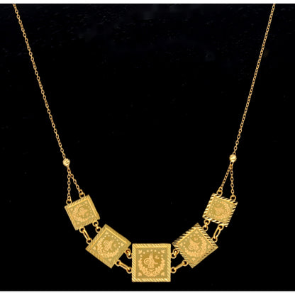 Gold Square Turkish Lira Square Necklace 21KT - FKJNKL21KM10903