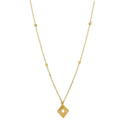 Gold Rhombus Cut Necklace 21KT - FKJNKL21KM10904