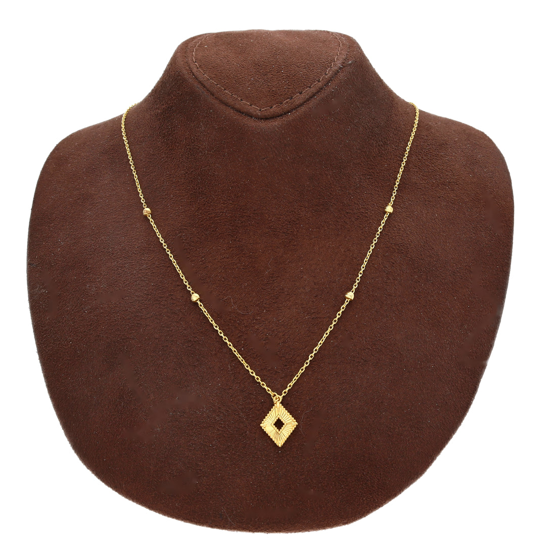 Gold Rhombus Cut Necklace 21KT - FKJNKL21KM10904