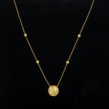 Gold Sunburst Charm Necklace 21KT - FKJNKL21KM10906