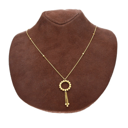 Gold Beaded Halo Tassel Necklace 21KT - FKJNKL21KM10907