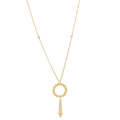 Gold Beaded Halo Tassel Necklace 21KT - FKJNKL21KM10907