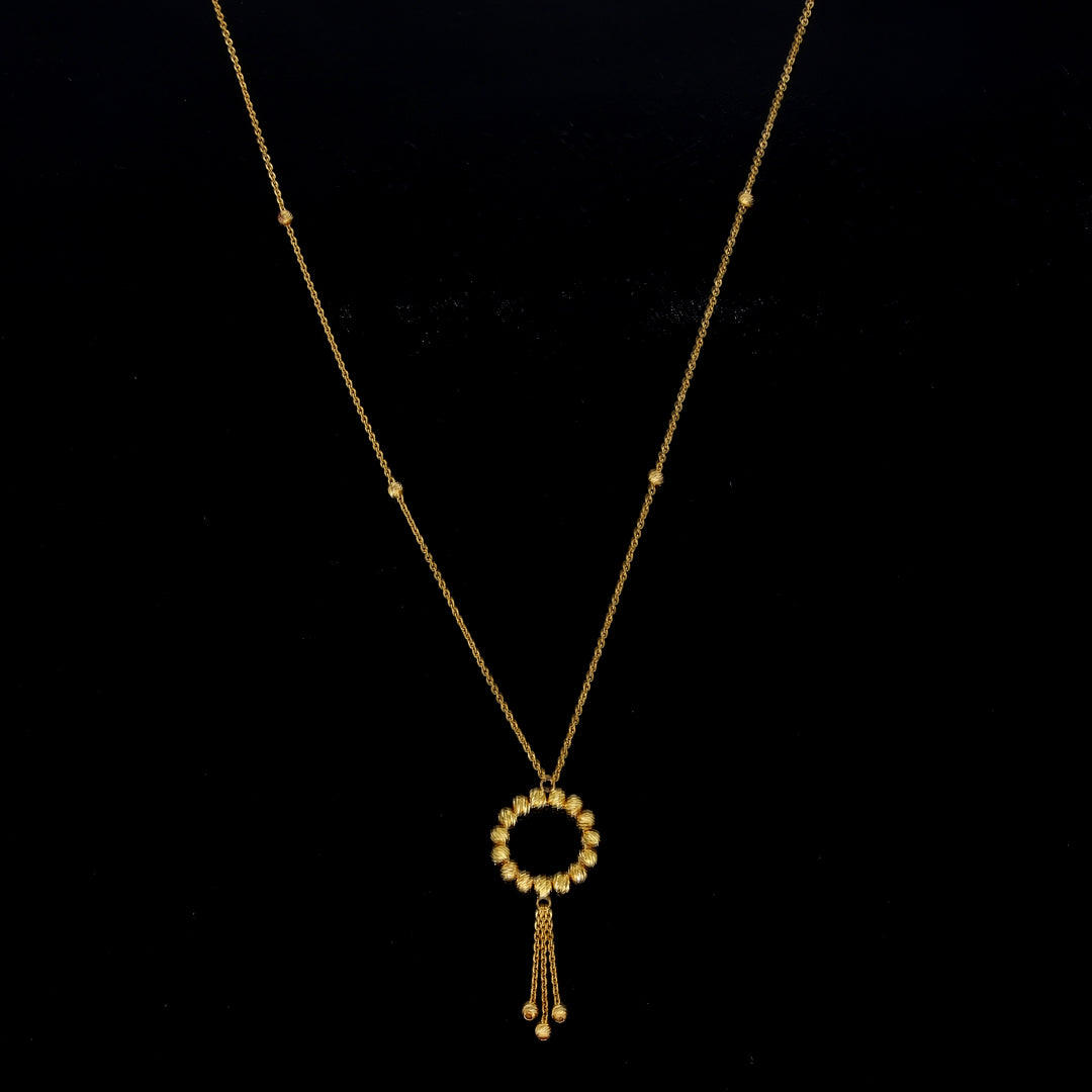 Gold Beaded Halo Tassel Necklace 21KT - FKJNKL21KM10907