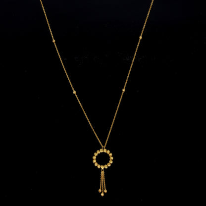 Gold Beaded Halo Tassel Necklace 21KT - FKJNKL21KM10907