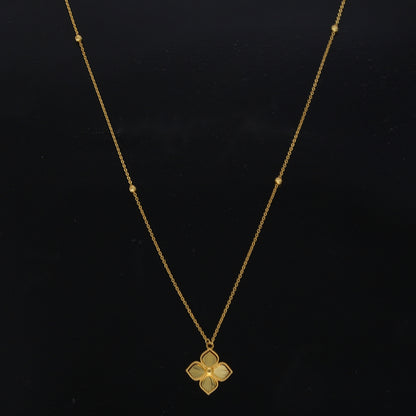 Gold Four Petal Necklace 21KT - FKJNKL21KM10908