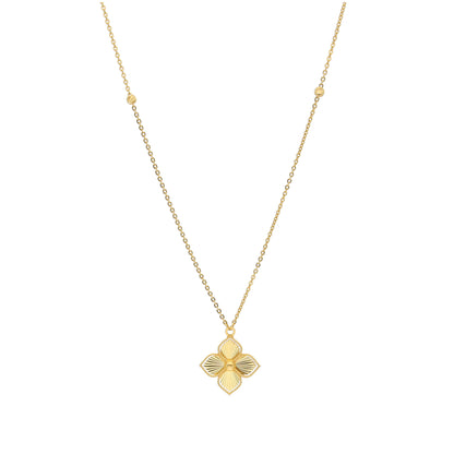 Gold Four Petal Necklace 21KT - FKJNKL21KM10908