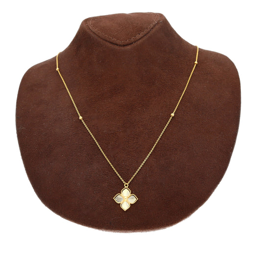 Gold Four Petal Necklace 21KT - FKJNKL21KM10908